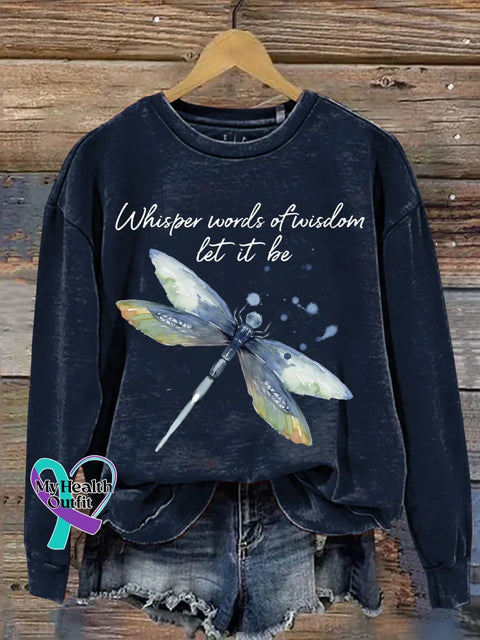Whisper Words Of Wisdom Let It Be Dragonfly Print Casual Sweatshirt Blue / S