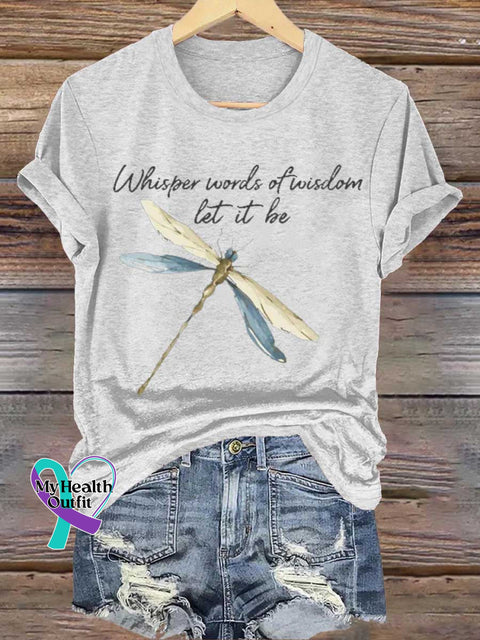 Whisper Words Of Wisdom Let It Be Dragonfly T-Shirt White / S