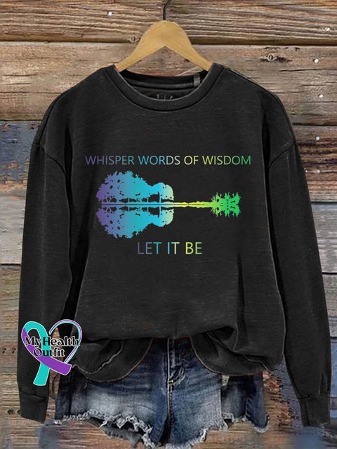 Whisper Words Of Wisdom Let It Be Guitar Lake Shadow Art Print Pattern Casual Sweatshirt Black / S