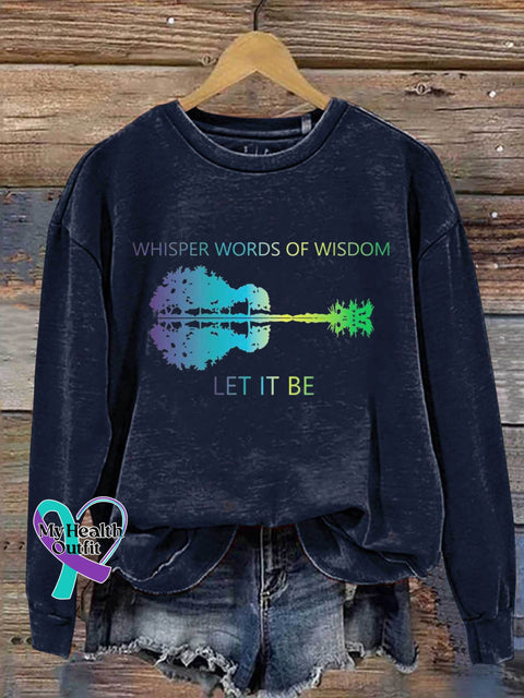 Whisper Words Of Wisdom Let It Be Guitar Lake Shadow Art Print Pattern Casual Sweatshirt Navy / S