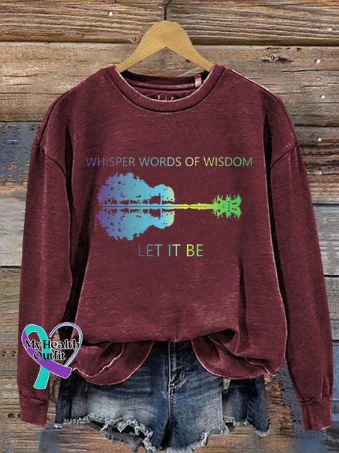 Whisper Words Of Wisdom Let It Be Guitar Lake Shadow Art Print Pattern Casual Sweatshirt Red / S