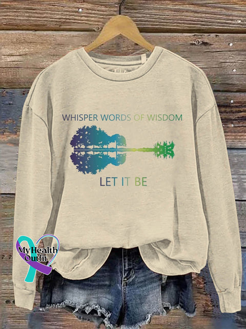 Whisper Words Of Wisdom Let It Be Guitar Lake Shadow Art Print Pattern Casual Sweatshirt Sand / S