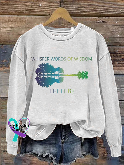 Whisper Words Of Wisdom Let It Be Guitar Lake Shadow Art Print Pattern Casual Sweatshirt White / S