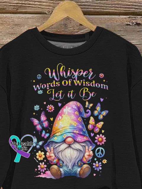 ’Whisper Words Of Wisdom Let It Be’ Hippie Graphic Printed Casual Sweatshirt
