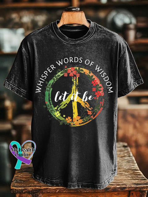 Whisper Words of Wisdom Let It Be Peace Sign Love and Peace T-shirt Black / S