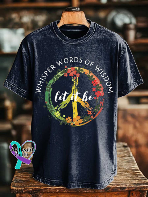 Whisper Words of Wisdom Let It Be Peace Sign Love and Peace T-shirt Blue / S