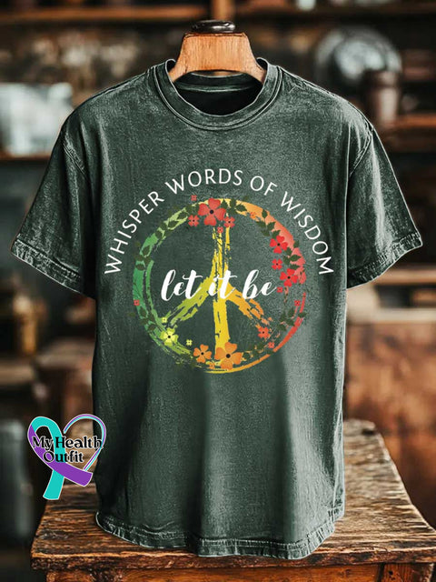 Whisper Words of Wisdom Let It Be Peace Sign Love and Peace T-shirt Green / S