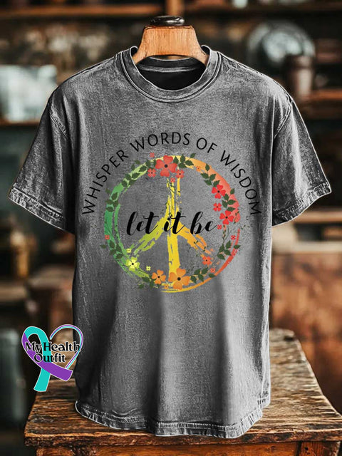 Whisper Words of Wisdom Let It Be Peace Sign Love and Peace T-shirt Grey / S