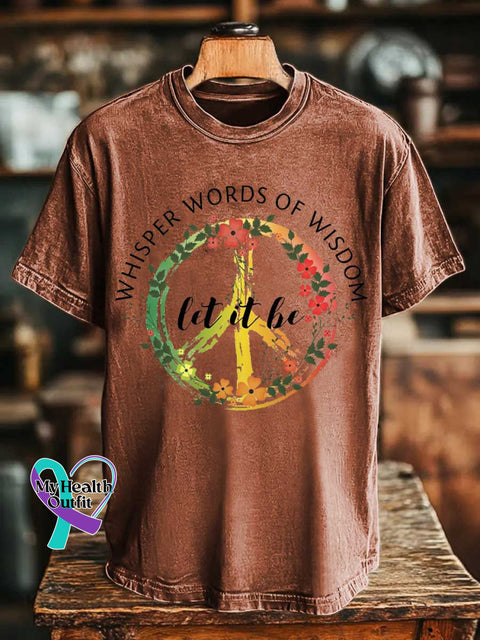 Whisper Words of Wisdom Let It Be Peace Sign Love and Peace T-shirt Orange / S
