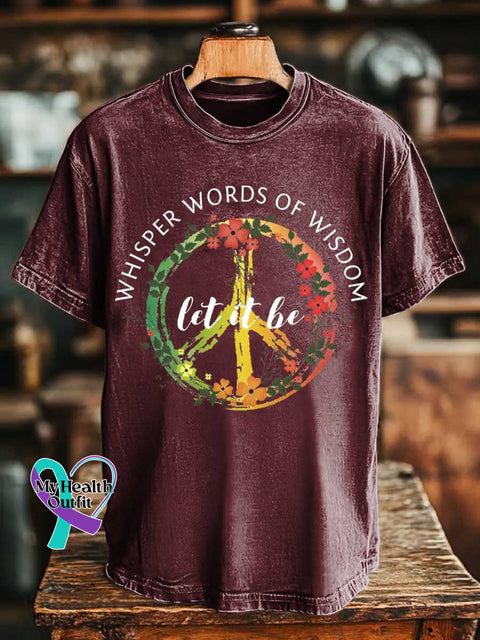Whisper Words of Wisdom Let It Be Peace Sign Love and Peace T-shirt Red / S