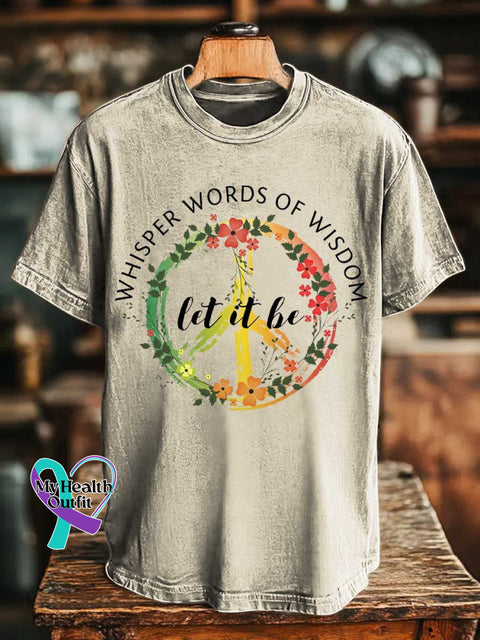 Whisper Words of Wisdom Let It Be Peace Sign Love and Peace T-shirt Sand / S