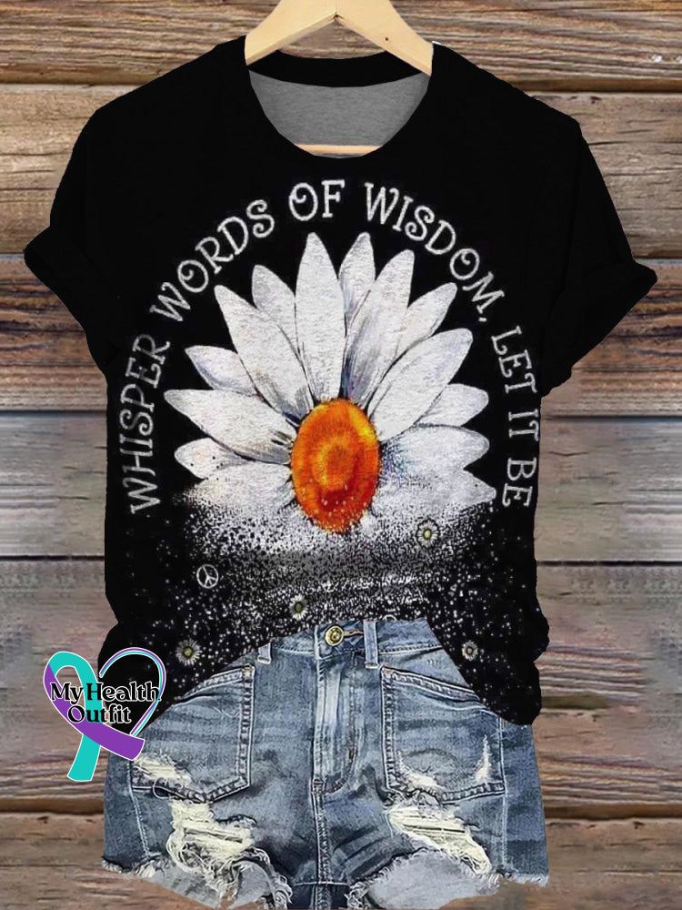 Whisper Words Wisdom Let It Be Printed Casual Crew Neck Short Sleeve T-Shirt Multicolor / S