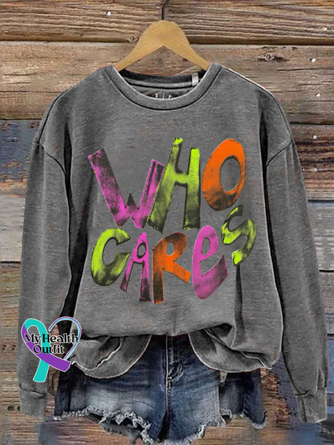 Who Cares Mental Health Casual Sweatshirt Grey / S