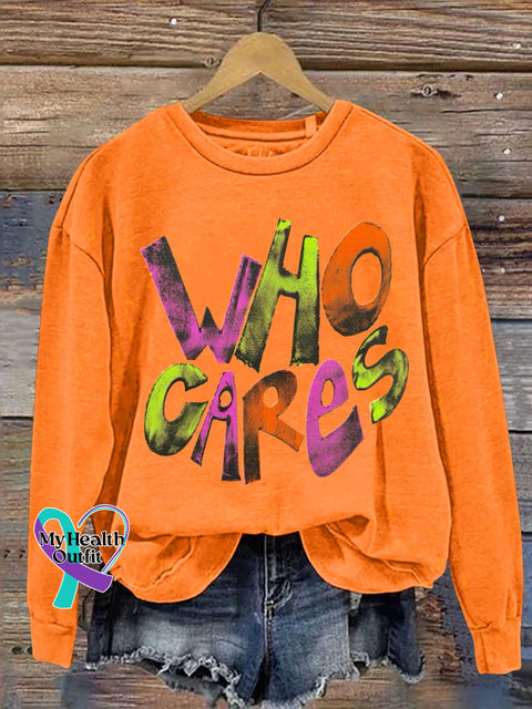 Who Cares Mental Health Casual Sweatshirt Orange / S