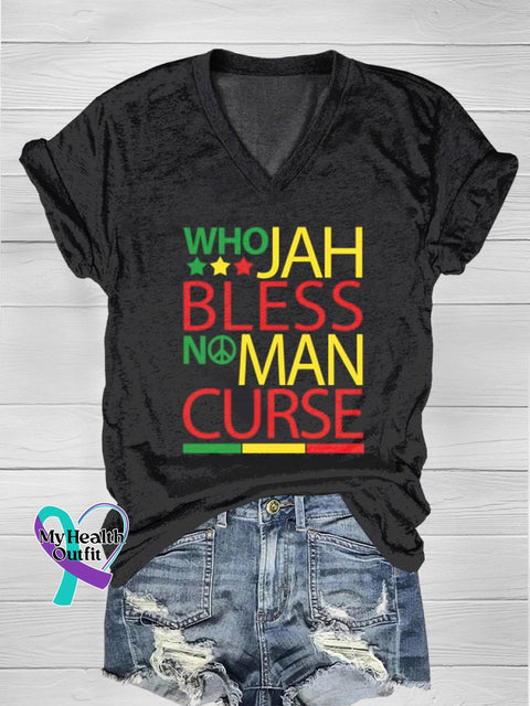 Who Jah Bless No Man Curse Casual T-Shirt Black / S