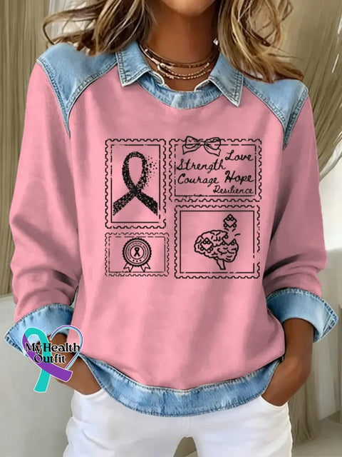 Woman’s Alzheimer Awareness Art Casual Long Sleeve Print Casual Sweatshirt Pink / S