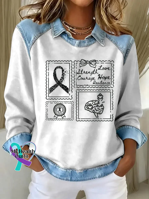 Woman’s Alzheimer Awareness Art Casual Long Sleeve Print Casual Sweatshirt White / S