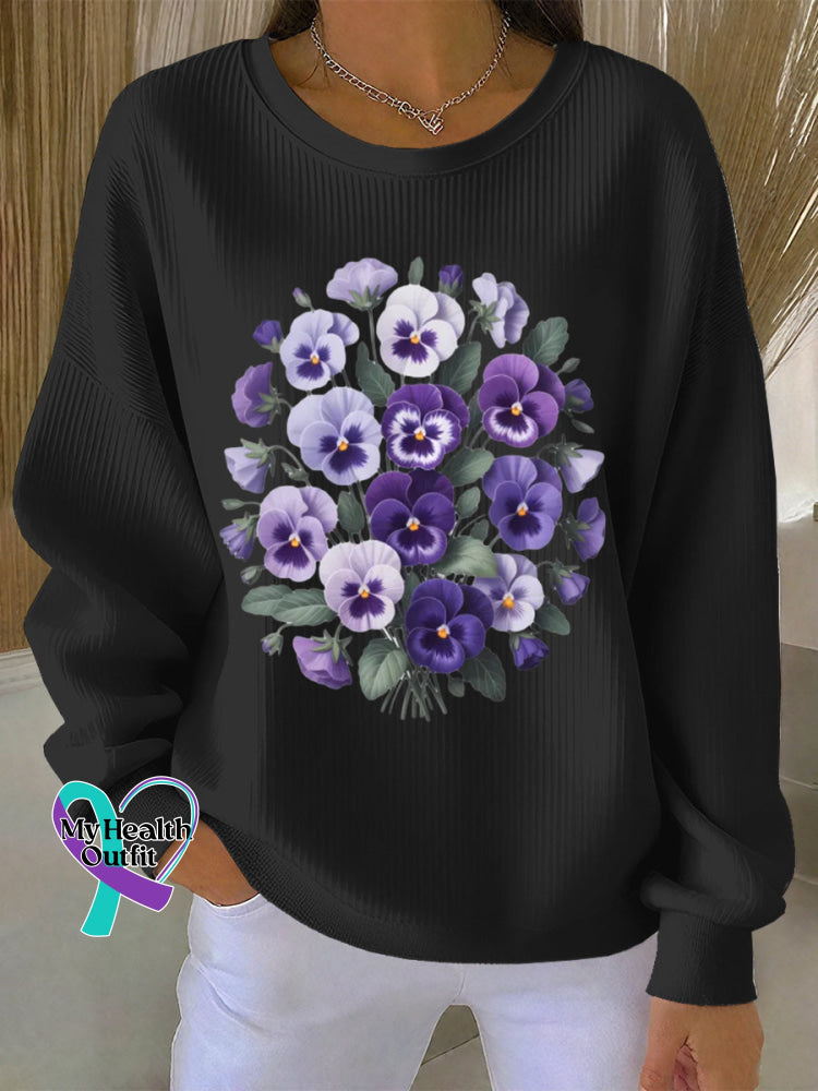 Woman’s Alzheimer Awareness Art Vintage Print Casual Sweatshirt Black / S