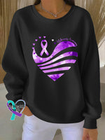 Woman’s Alzheimer Awareness Art Vintage Print Casual Sweatshirt Black / S