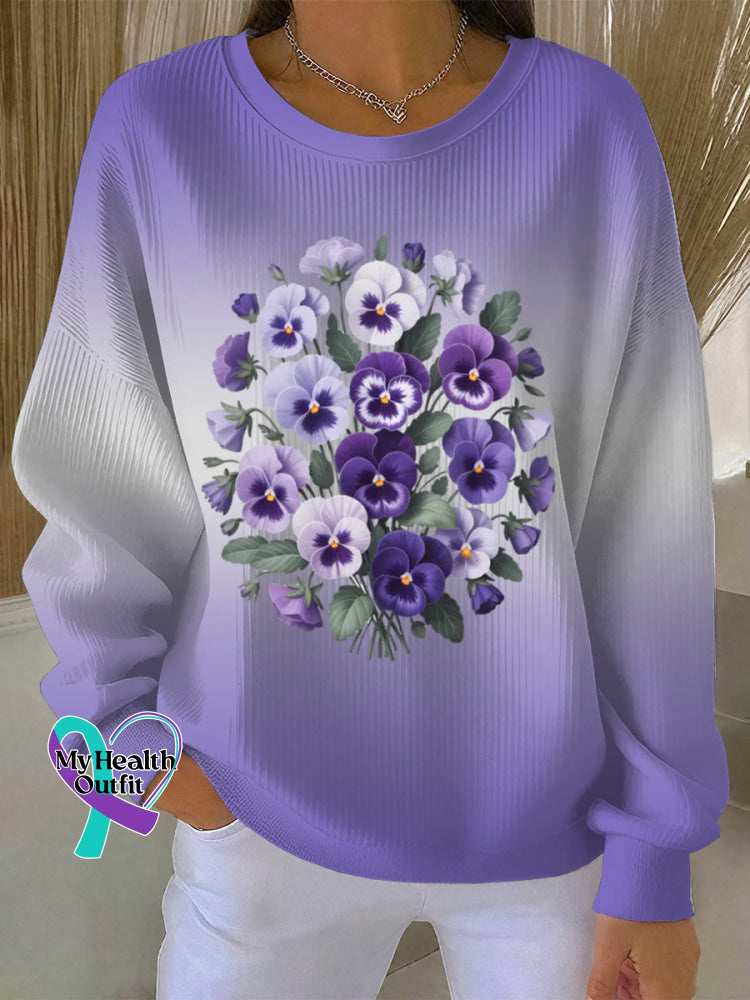 Woman’s Alzheimer Awareness Art Vintage Print Casual Sweatshirt Gradient / S