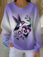 Woman’s Alzheimer Awareness Art Vintage Print Casual Sweatshirt Gradient / S