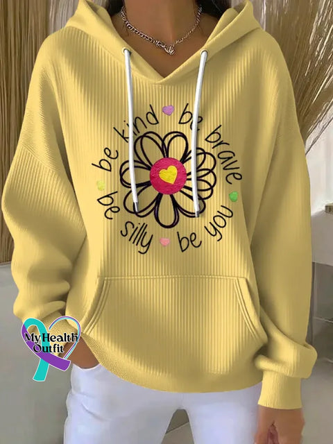 Woman’s Be Kind Print Casual Hoodie Sweatshirt Yellow / S