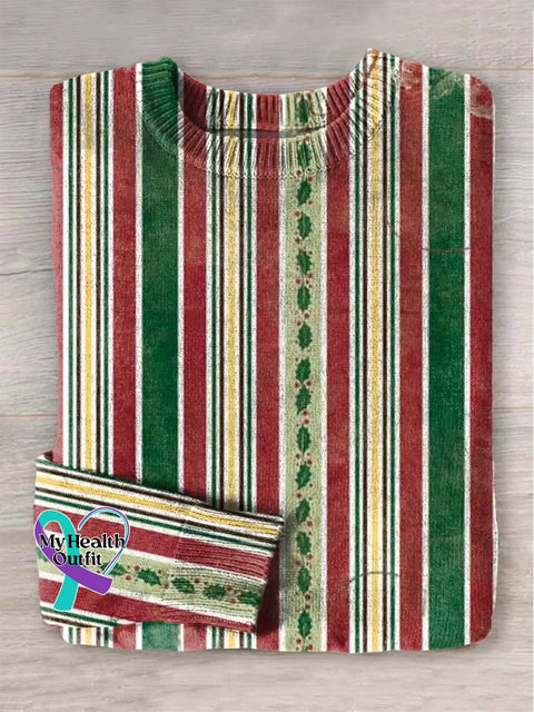 Woman’s Christmas Art Plaid Print Sweater Multicolor / 5XL