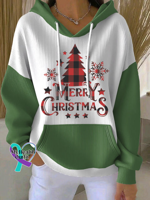 Woman’s Christmas Tree Art Casual Hoodie Sweatshirt Green / S