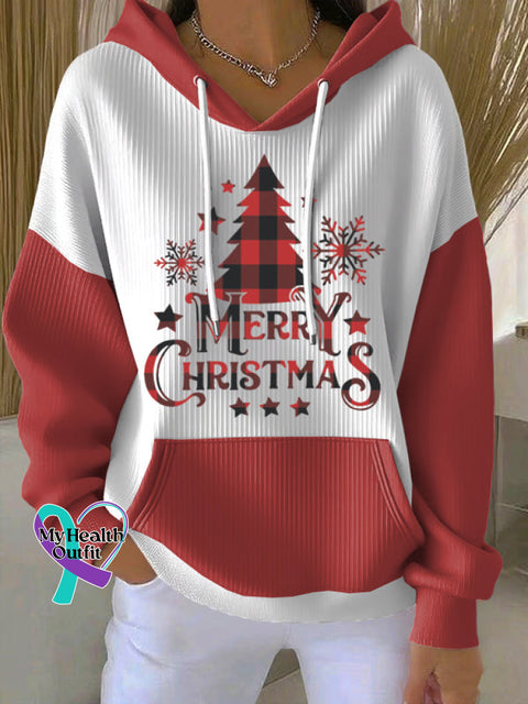 Woman’s Christmas Tree Art Casual Hoodie Sweatshirt Red / S