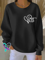 Woman’s Faith Art Vintage Print Casual Sweatshirt Black / S