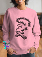 Woman’s Jesus Art Vintage Print Casual Sweatshirt LightPink / S