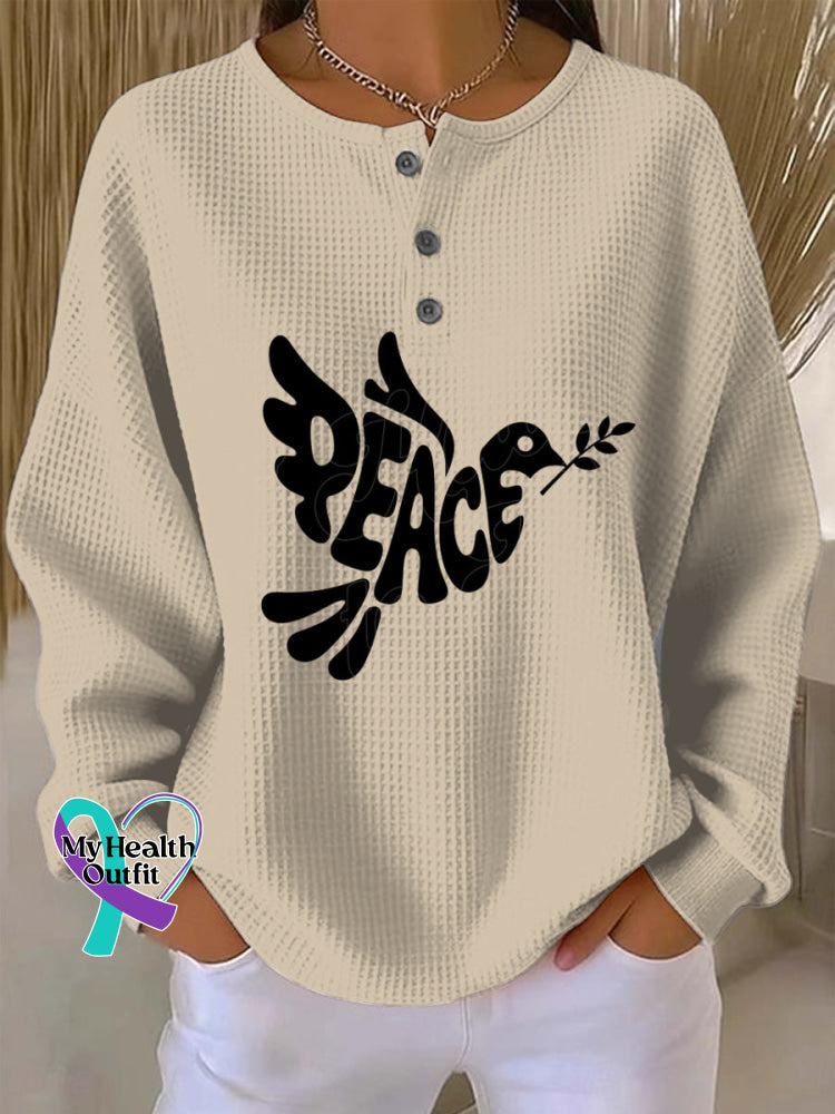 Woman’s Peace Art Vintage Print Casual Sweatshirt Apricot / S