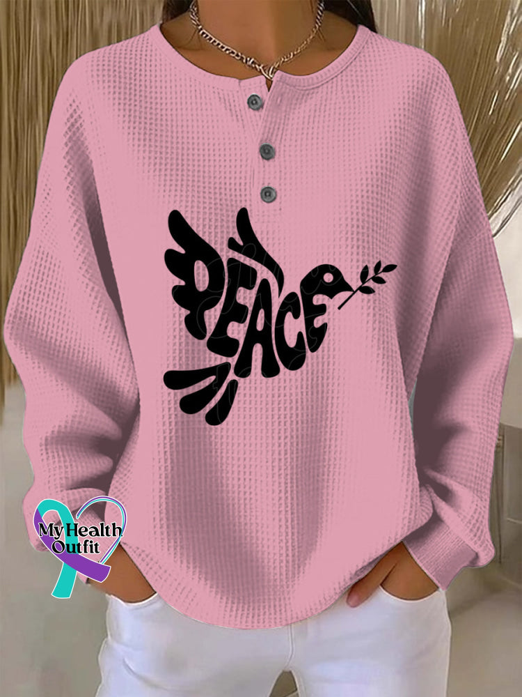Woman’s Peace Art Vintage Print Casual Sweatshirt LightPink / S
