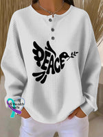 Woman’s Peace Art Vintage Print Casual Sweatshirt White / S