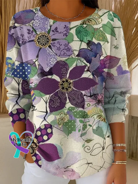 Woman’s Purple Alzheimer Awareness Art Casual Pullover Sweater Multicolor / S