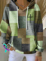 Woman’s Vintage Cross Art Casual Sweatshirt Green / S