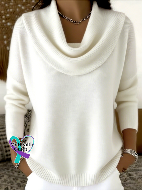 Women Cotton Plain Long Sleeve Comfy Casual Sweater White / S arrivals