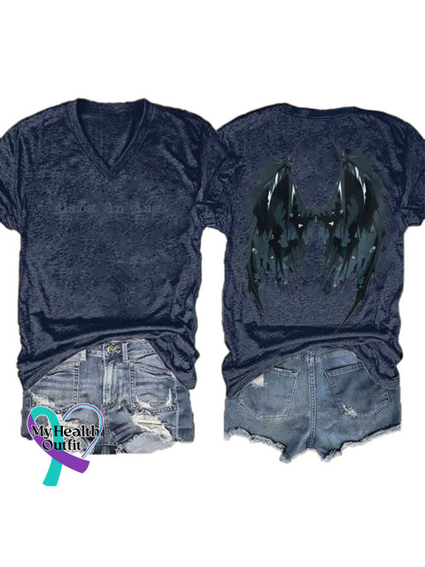 Women’s Almost An Angel V-neck Casual T-Shirt Blue / S