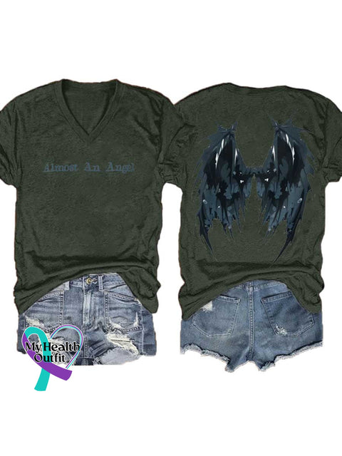 Women’s Almost An Angel V-neck Casual T-Shirt Green / S