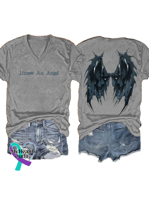 Women’s Almost An Angel V-neck Casual T-Shirt Grey / S