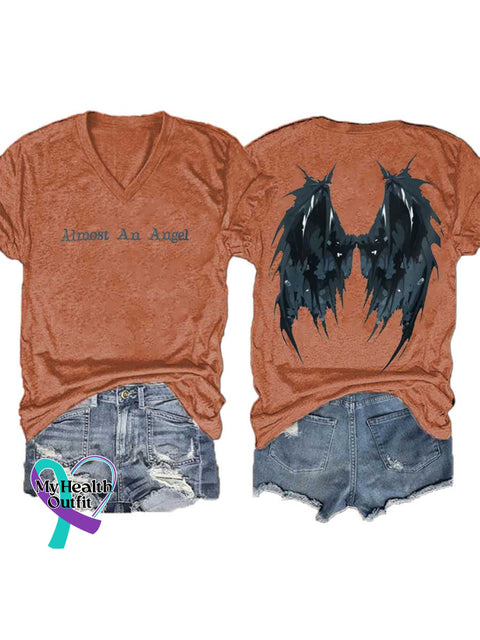 Women’s Almost An Angel V-neck Casual T-Shirt Orange / S