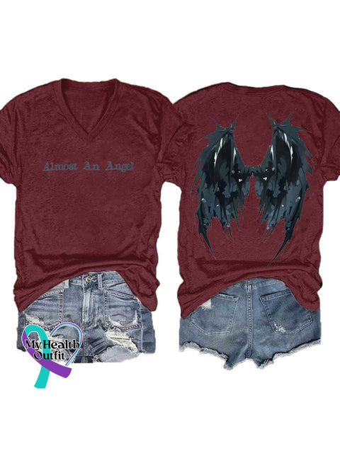 Women’s Almost An Angel V-neck Casual T-Shirt Red / S