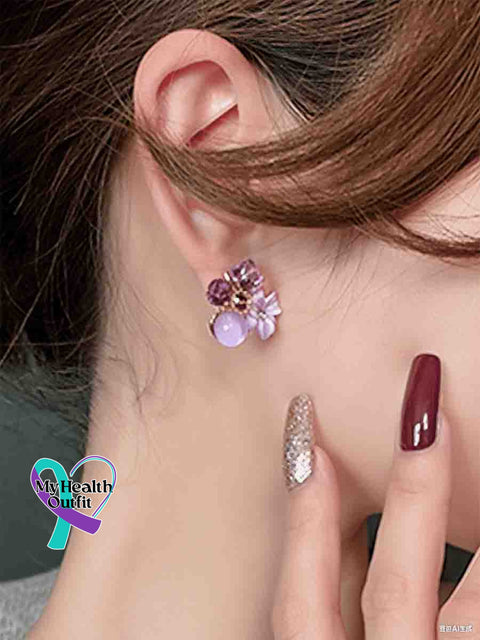 Women’s Alzheimer Awareness Purple Flora Art Earrings Multicolor / Size