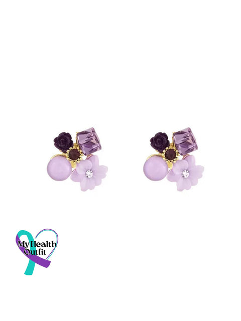 Women’s Alzheimer Awareness Purple Flora Art Earrings Multicolor / Size