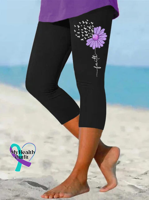 Women’s Alzheimer Fighter Supporter Cropped Leggings Black / S