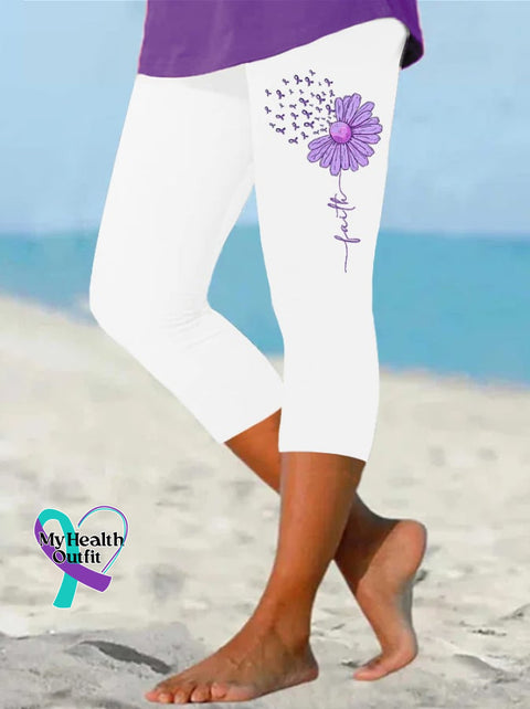 Women’s Alzheimer Fighter Supporter Cropped Leggings White / S