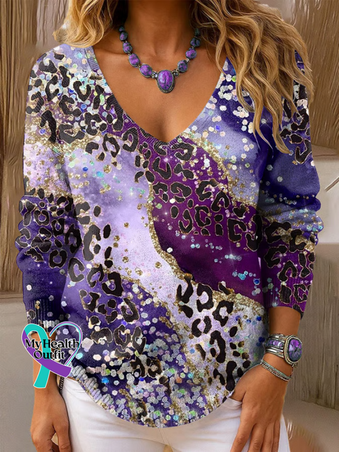 Women’s Alzheimer’s Awareness Casual Pullover Sweater Multicolor / S