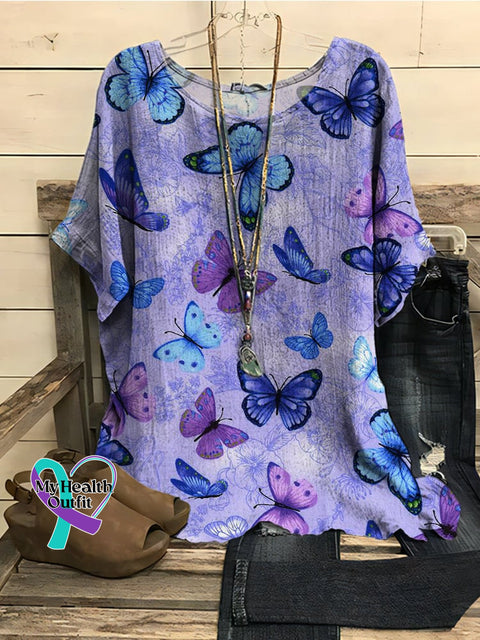 Women’s Alzheimers Awareness Print Top Purple / S