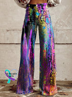 Women’s Art Print Casual Wide Leg Pants Multicolor / S