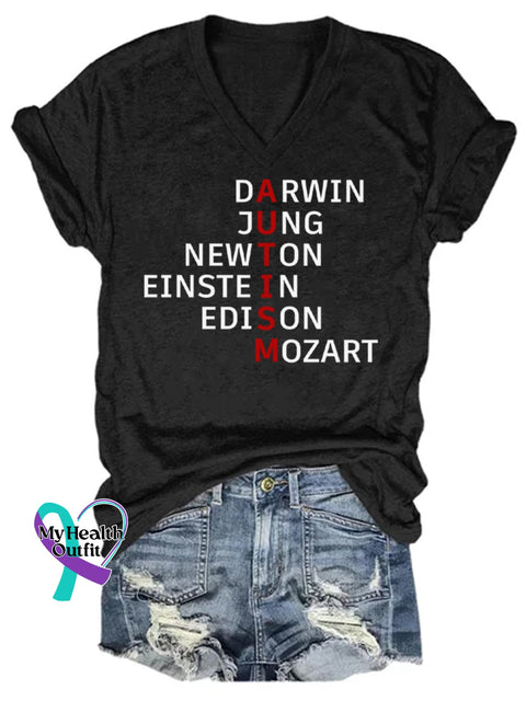 Women’s Autism Awareness Monogram Casual T-Shirt Black / S